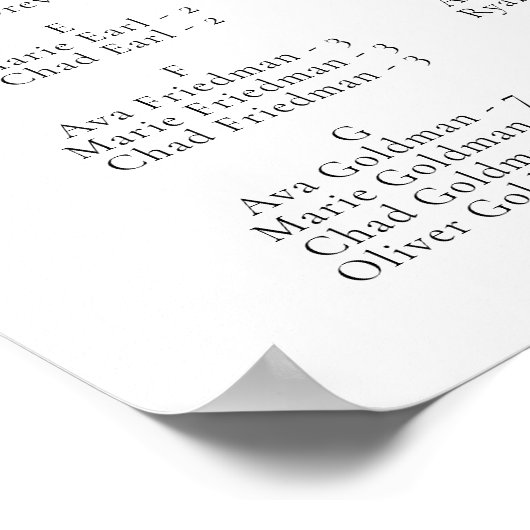 Eleganter kalligrafischer Hochzeitsplan Poster (Ecke)