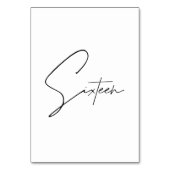 Eleganter kalligrafischer Hochzeitstisch 16 Tischn Tischnummer (Vorderseite)