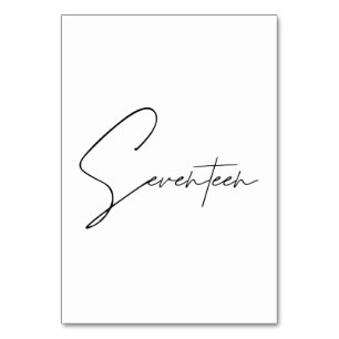 Eleganter kalligrafischer Hochzeitstisch 17 Tischn Tischnummer