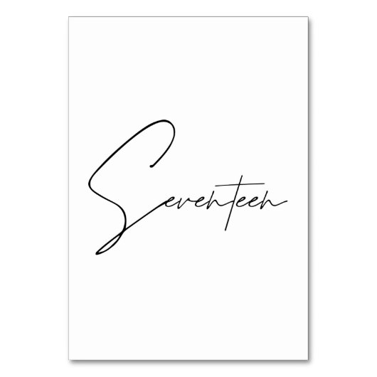 Eleganter kalligrafischer Hochzeitstisch 17 Tischn Tischnummer (Rückseite)