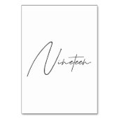 Eleganter kalligrafischer Hochzeitstisch 19 Tischn Tischnummer (Rückseite)