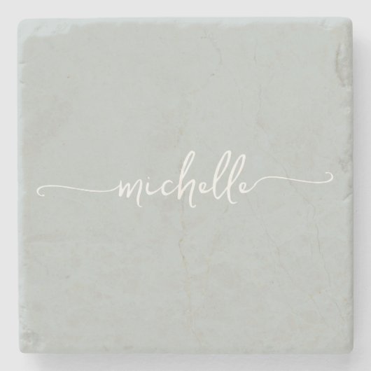 Eleganter Kalligrafischer Name für grüne Skripte Steinuntersetzer (Vorderseite)