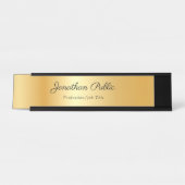 Eleganter kalligrafischer Textname Gold Moderne Vo Schreibtischnamensplakette (Vorderseite )