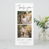 Eleganter Kalligraphie Foto Strip Danke Karte (Stehend Vorderseite)