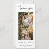 Eleganter Kalligraphie Foto Strip Danke Karte (Vorderseite)