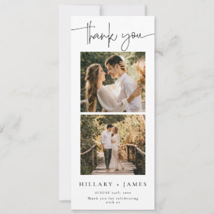 Eleganter Kalligraphie Foto Strip Danke Karte
