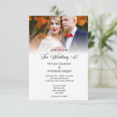 Eleganter Kalligraphie Hochzeitsschick Foto Einladung (Stehend Vorderseite)