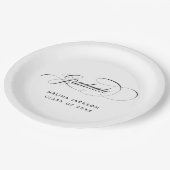 Eleganter Kalligraphie-Monochrome-Abschluss Pappteller (Schrägansicht)