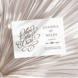 Eleganter Kalligraphie-Neutral-Ton Save the Date Einladung