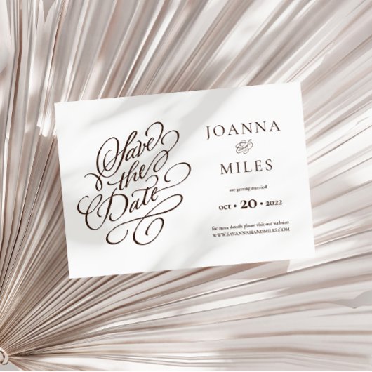Eleganter Kalligraphie-Neutral-Ton Save the Date Einladung