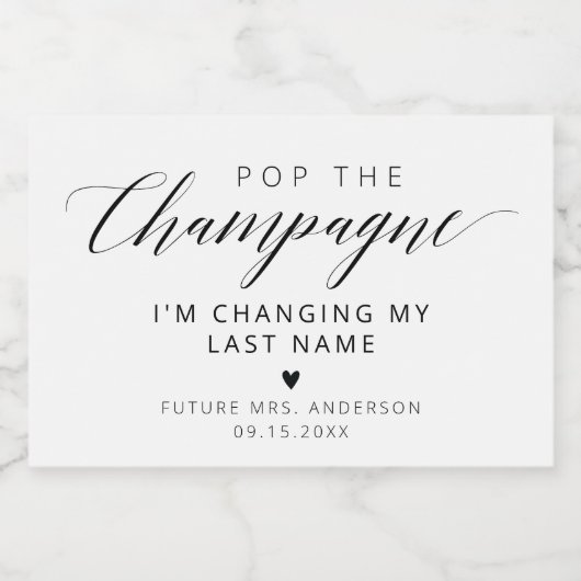 Eleganter Kalligraphie-Pop Der Champagner Schaumweinetikett (Einzelnes Label)