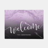 Eleganter Kalligraphie, schwarzer Marmor und lila  Fußmatte (Vorderseite)