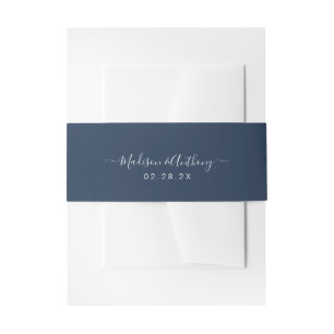 Eleganter Kalligraphiename Navy Blue Einladungsbanderole