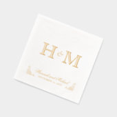 Eleganter Kalligraphiename und Monogramm-Hochzeit Servietten Mit Folie (Links)