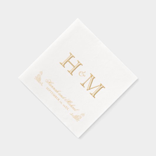 Eleganter Kalligraphiename und Monogramm-Hochzeit Servietten Mit Folie (Rechts)