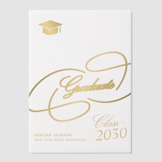 Eleganter Kalligraphieskriptkappe Abschluss Pergament Einladungen (Vorderseite)