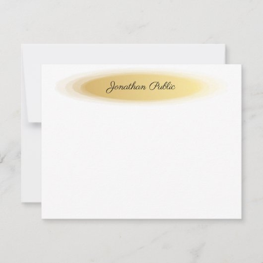 Eleganter Kalligraphieskriptname Gold White Trendy Mitteilungskarte (Vorderseite)