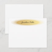 Eleganter Kalligraphieskriptname Gold White Trendy Mitteilungskarte (Vorne/Hinten)