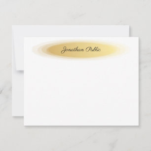 Eleganter Kalligraphieskriptname Gold White Trendy Mitteilungskarte