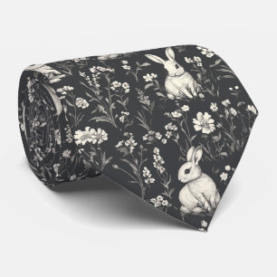 Eleganter Kaninchen-Toile-Blumen-Vintage-Muster (1 Krawatte