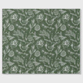 Eleganter Kardinal Bird, Pine und Winterberries Geschenkpapier (Flach)