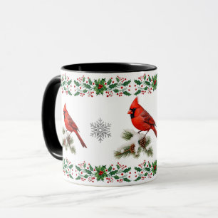 Eleganter Kardinal Rote Vögel Weihnachten Tasse