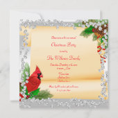 Eleganter Kardinal & Scroll Diamanten Weihnachten Einladung (Rückseite)