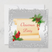 Eleganter Kardinal & Scroll Diamanten Weihnachten Einladung (Vorderseite)
