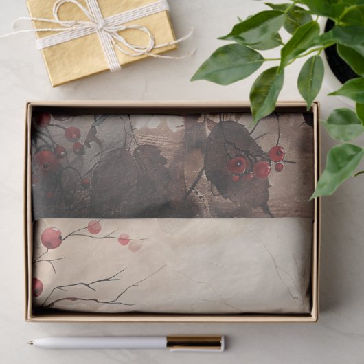 Eleganter Kardinal und Berries Dekoupage Seidenpapier (Geschenk)