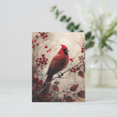 Eleganter Kardinal und Berries Malerei Postkarte (Stehend Vorderseite)