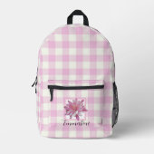 Eleganter karierter Blumenzauber in Rosa Bedruckter Rucksack (Vorderseite)