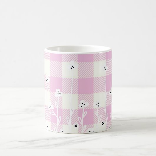 Eleganter karierter Gingham, pinkfarbener Gingham Kaffeetasse (Mittel)