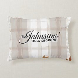 Eleganter Karierter Herbst-Erntedank Dekokissen