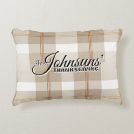 Eleganter Karierter Herbst-Erntedank Dekokissen