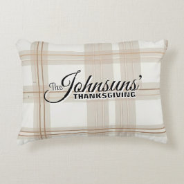 Eleganter Karierter Herbst-Erntedank Dekokissen