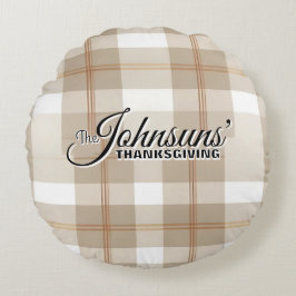 Eleganter Karierter Herbst-Erntedank Rundes Kissen