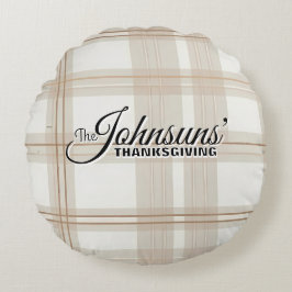 Eleganter Karierter Herbst-Erntedank Rundes Kissen