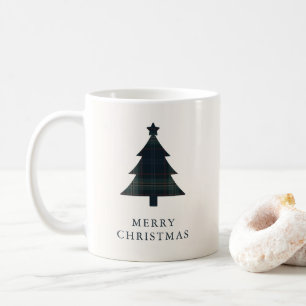 Eleganter Karierter Navy Blue und Green Weihnachts Kaffeetasse