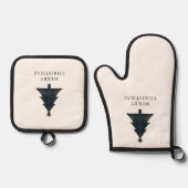 Eleganter Karierter Navy Blue und Green Weihnachts Ofenhandschuh & Topflappen-Set (Vorderseite)