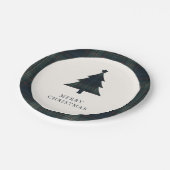 Eleganter Karierter Navy Blue und Green Weihnachts Pappteller (Schrägansicht)