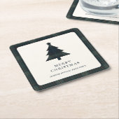 Eleganter Karierter Navy Blue und Green Weihnachts Rechteckiger Pappuntersetzer (angewinkelt)