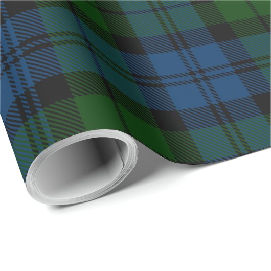 Eleganter Karierter Rustikaler Campbell Military T Geschenkpapier (Rolleneckpunkt)