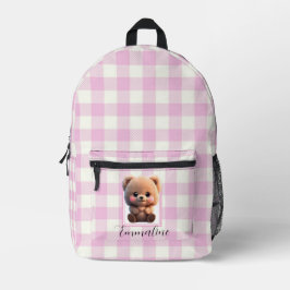 Eleganter karierter Teddybär in Rosa Bedruckter Rucksack