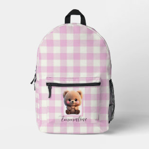 Eleganter karierter Teddybär in Rosa Bedruckter Rucksack