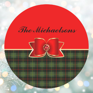 Eleganter Karierter und juwelengezierter Bow mit N Runder Aufkleber