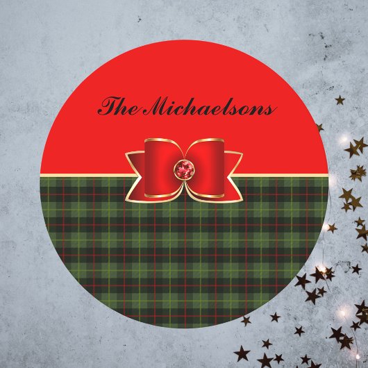 Eleganter Karierter und juwelengezierter Bow mit N Runder Pappuntersetzer