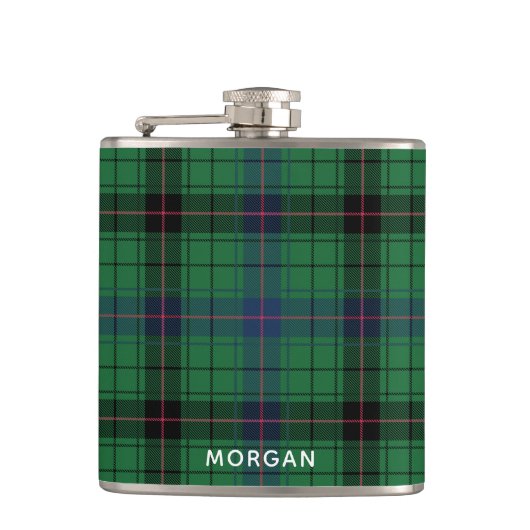 Eleganter Karo-Davidson-Tartan nach Maß Flachmann (Vorderseite)