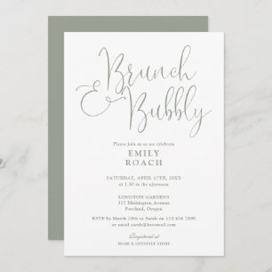 Eleganter Käse mit grünem Brunch und Brautparty Einladung