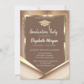 Eleganter Kastanie Glitzer Diamonds Abschluss Einladung (Vorderseite)