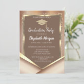 Eleganter Kastanie Glitzer Diamonds Abschluss Einladung (Stehend Vorderseite)